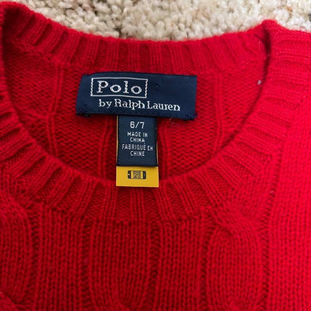 Polo by Ralph Lauren Red Kids Sweater 100% cashmere